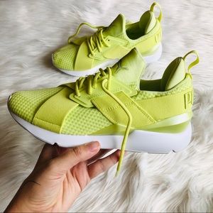 neon green puma sneakers